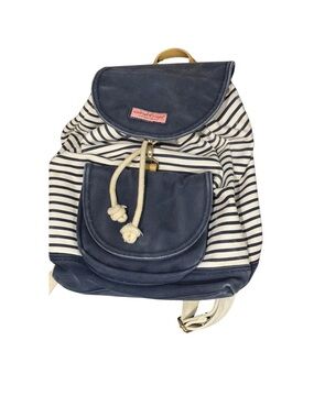 Vineyard Vines Navy and Cream Striped Flap Backpack